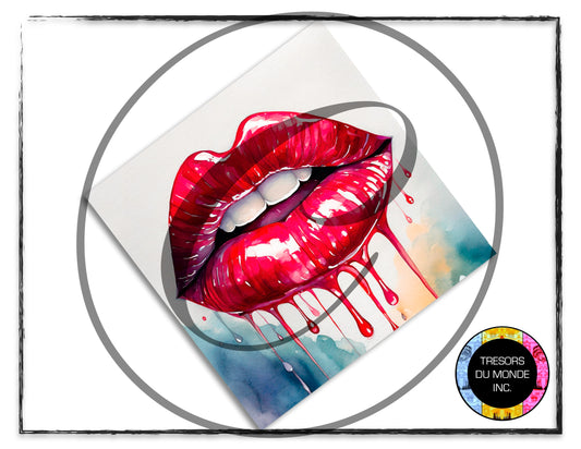 Bouche - Style aquarelle - Image numérique solo haute résolution - Usage commercial et perso