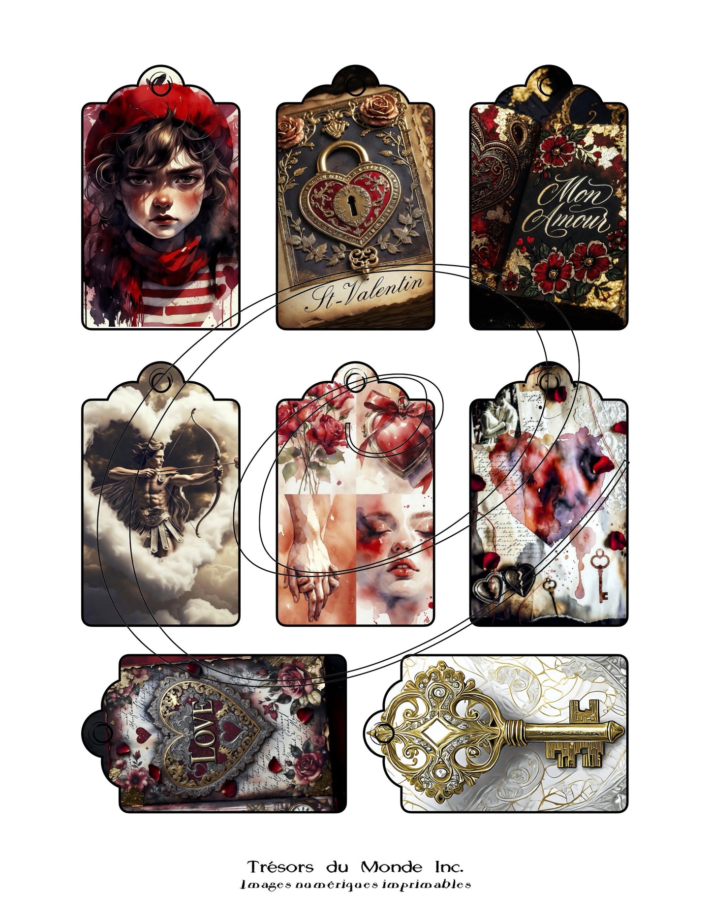 Ensemble - Étiquettes et sceaux de St-Valentin - Usage perso