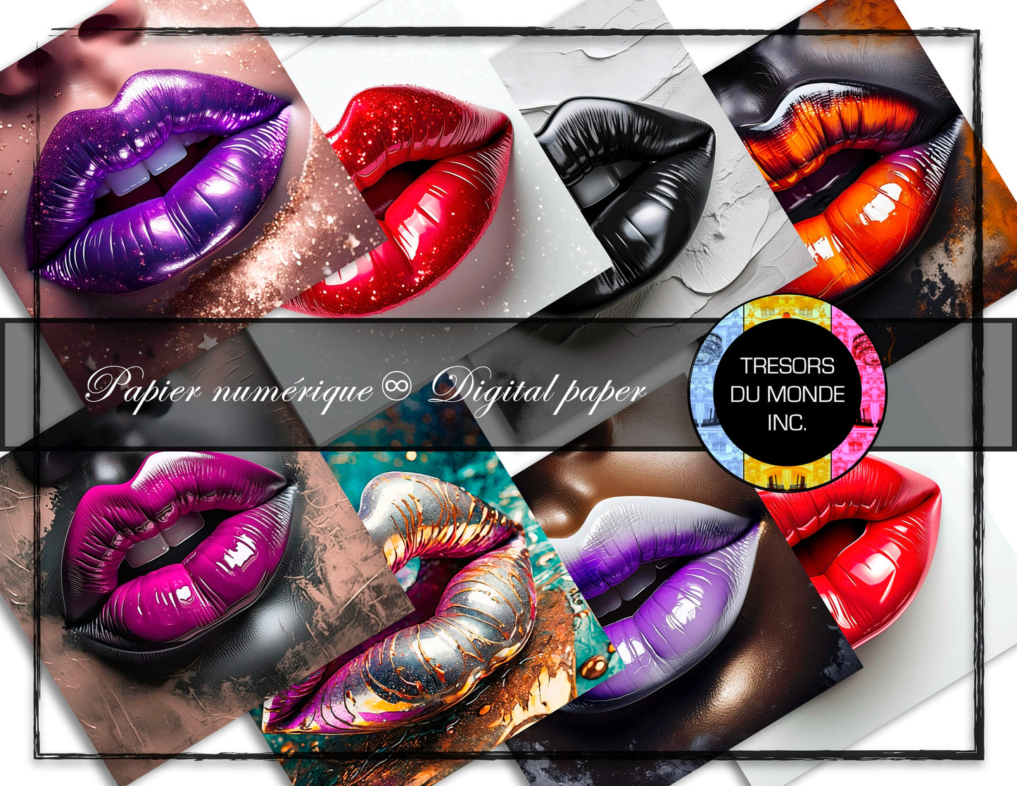 Kiss - Glitter vibes - Plastic lips - High resolution digital solo images - Business