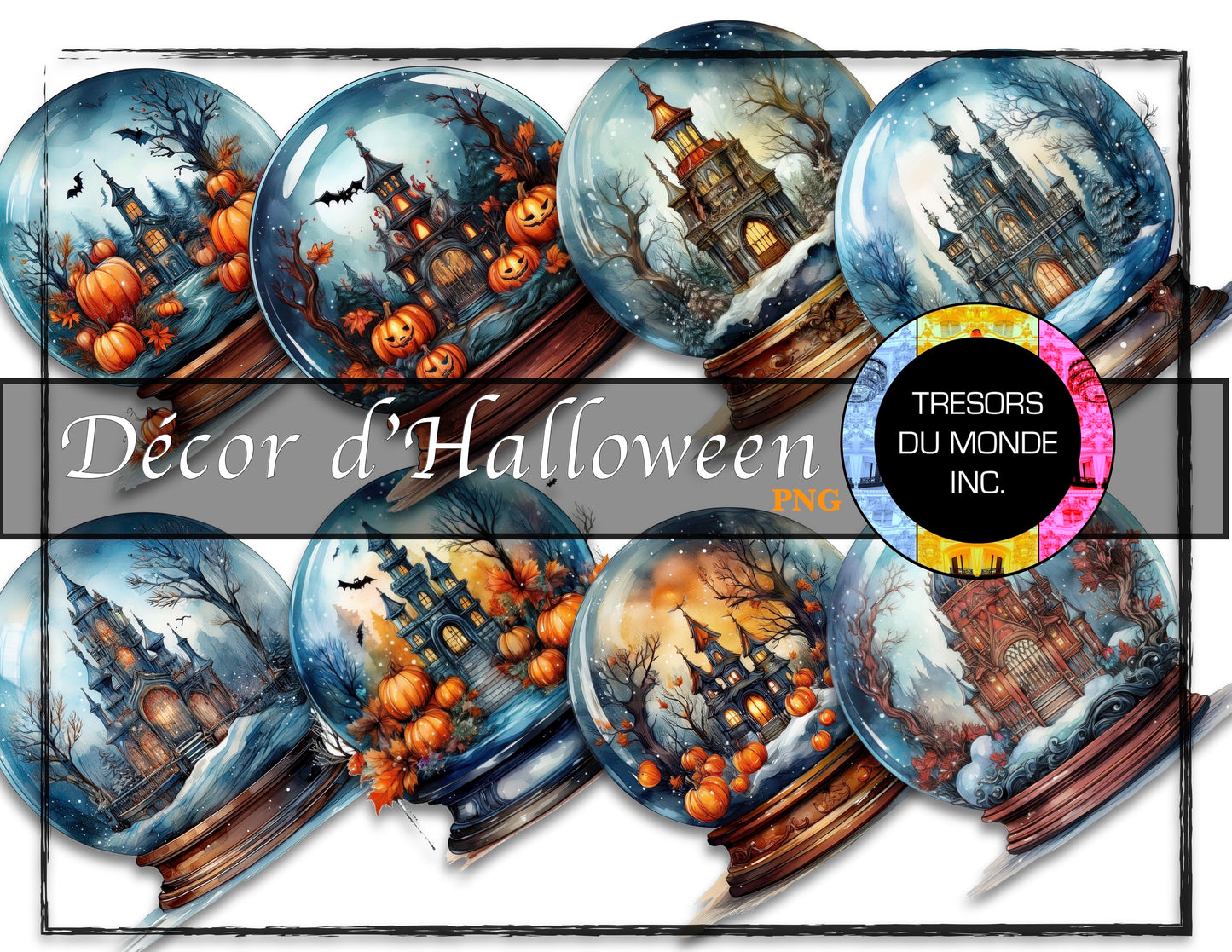 Snow globe - Halloween decor - High resolution digital solo images - Business
