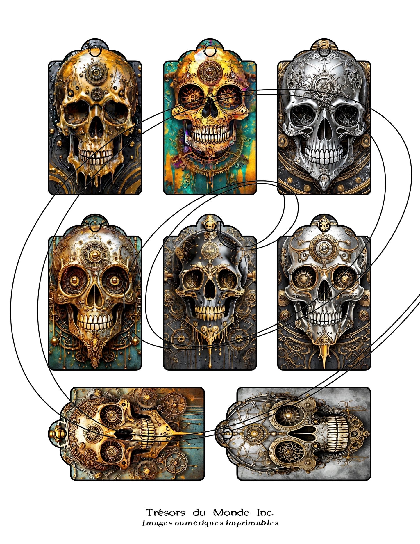 Étiquettes cadeaux - Antique, steampunk, abstrait - Usage perso