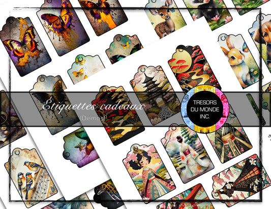 Étiquettes cadeaux - Nature, animaux, abstrait - Usage perso