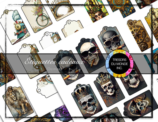 Étiquettes cadeaux - Antique, steampunk, abstrait - Usage perso