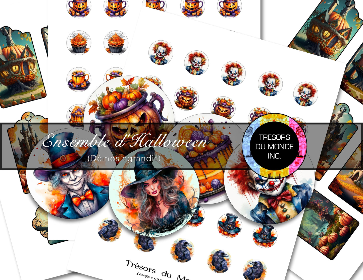 Ensemble - Étiquettes et sceaux d'Halloween - Usage perso