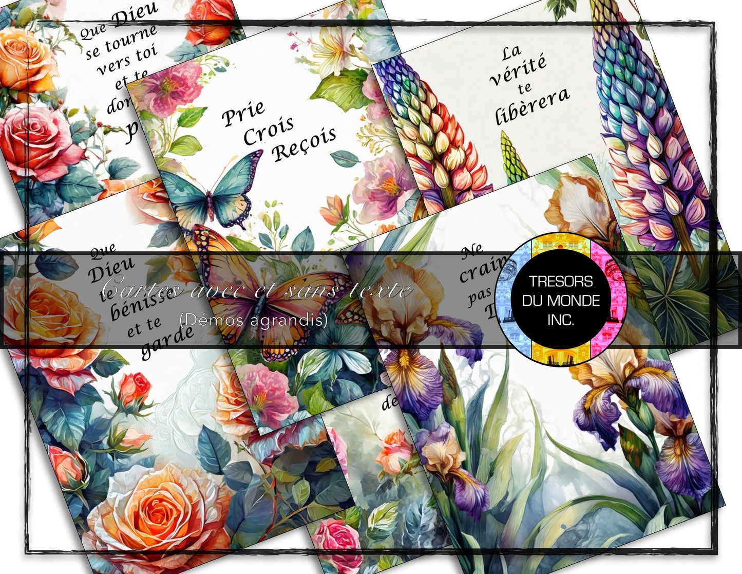 Cartes florales avec et sans texte - Usage perso