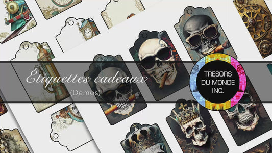 Étiquettes cadeaux - Antique, steampunk, abstrait - Usage perso